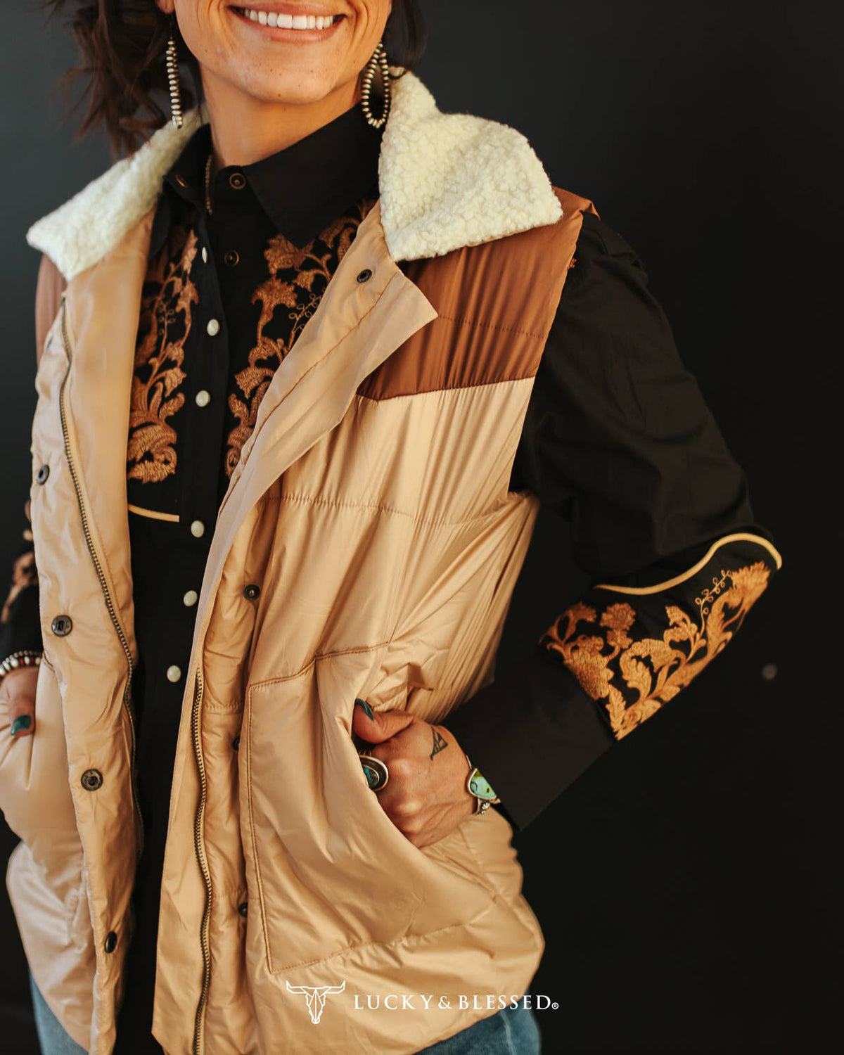 Plus Size Tan Puffer Vest