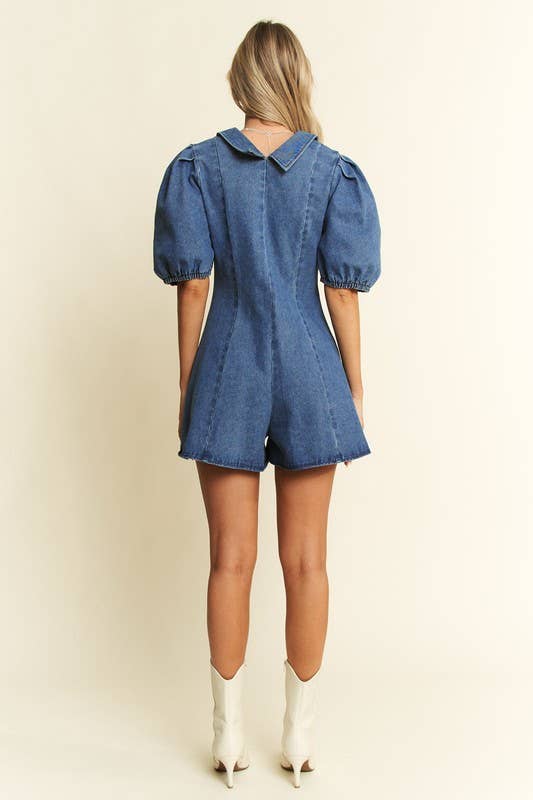 Collard Denim Romper