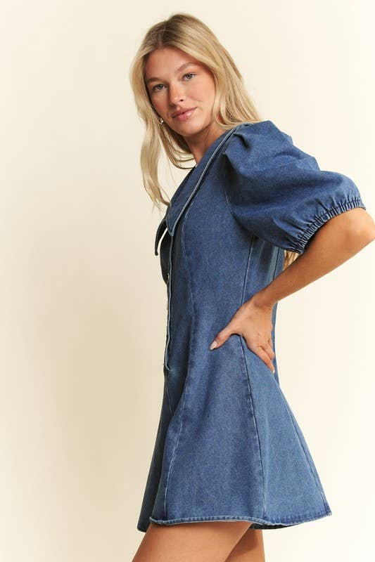 Collard Denim Romper