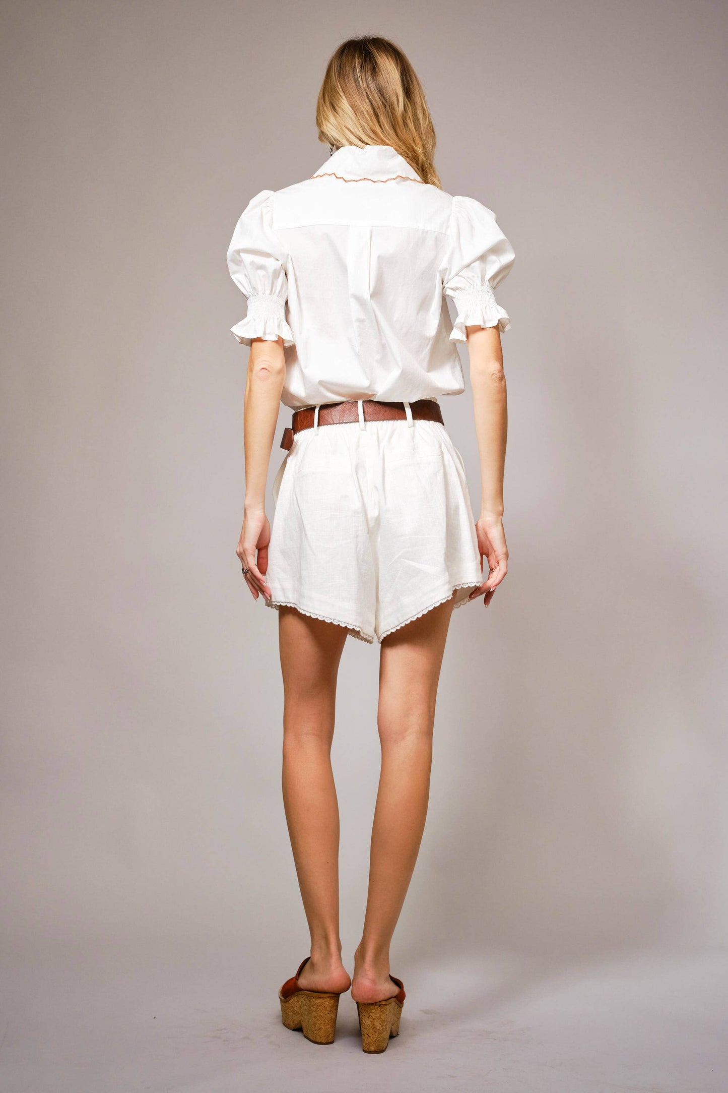 Embroidered Scallop Top