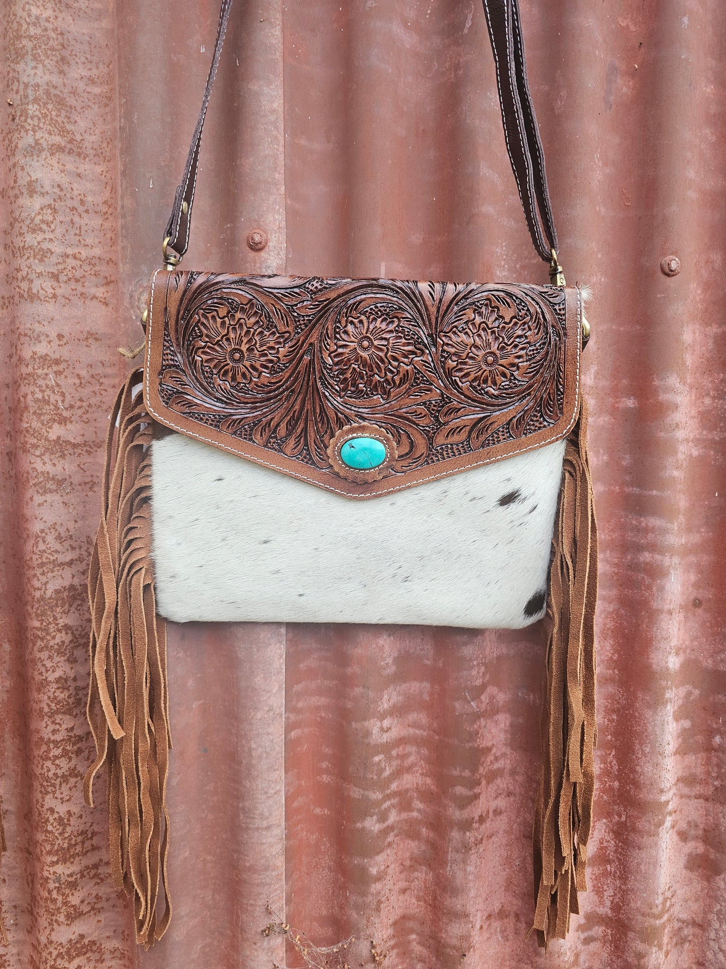 Turquoise hide bag