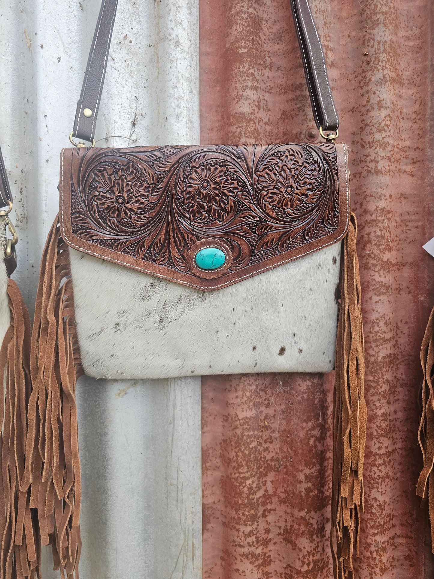 Turquoise hide bag