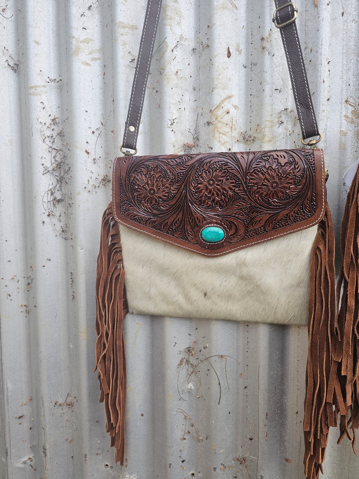 Turquoise hide bag