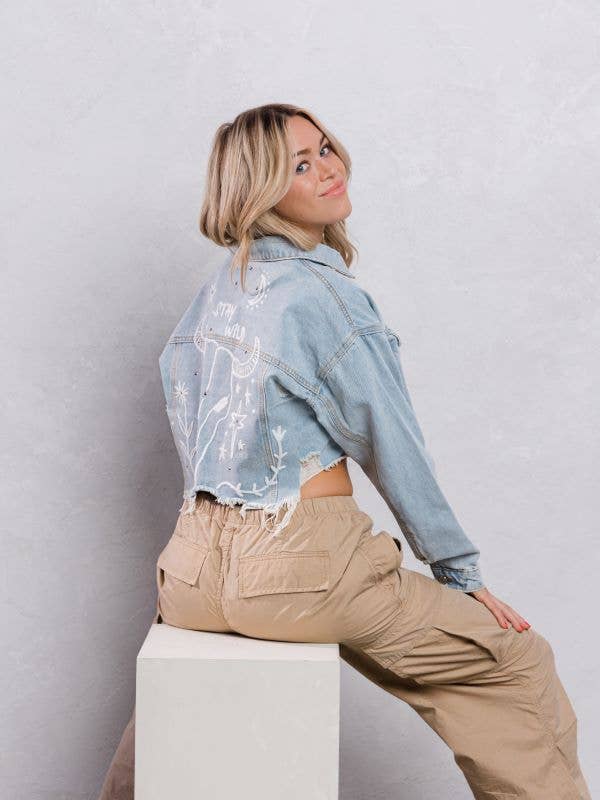 Stay Wild Crop Denim Jacket