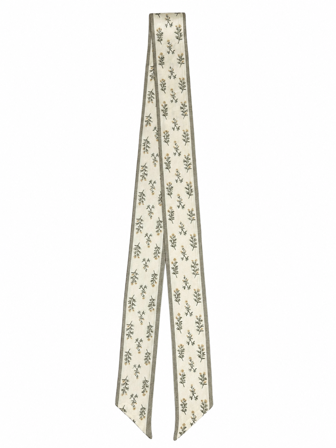 Sage Gingham & Wildflower Silk Twilly