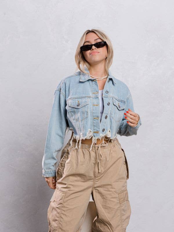 Stay Wild Crop Denim Jacket