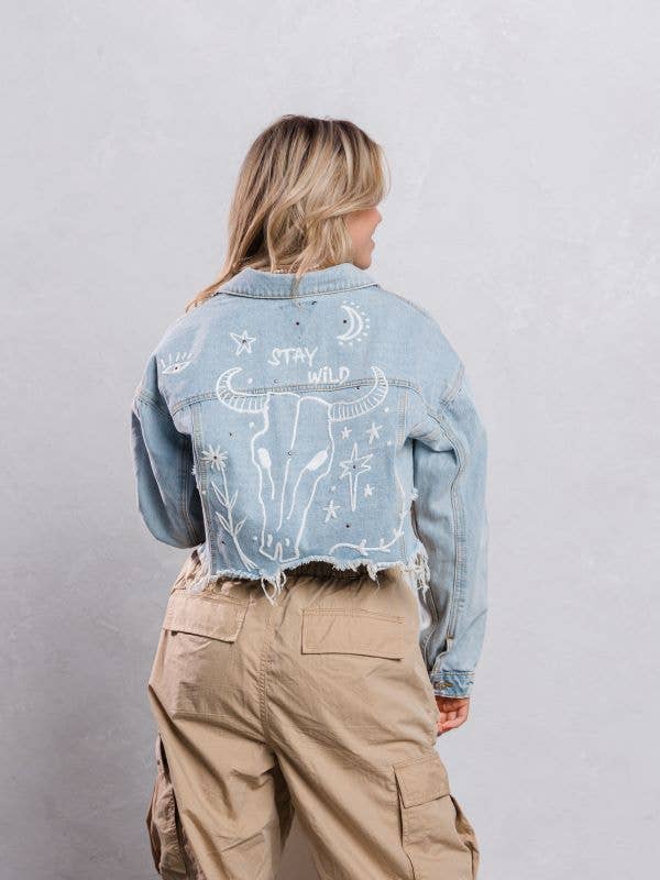 Stay Wild Crop Denim Jacket