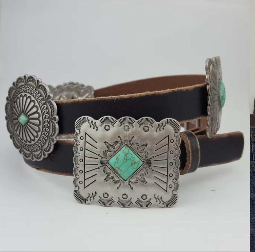 Concho belt in Black