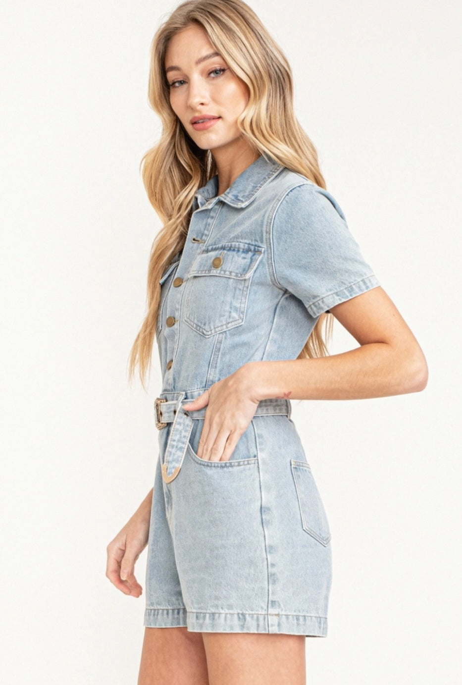 Light denim romper