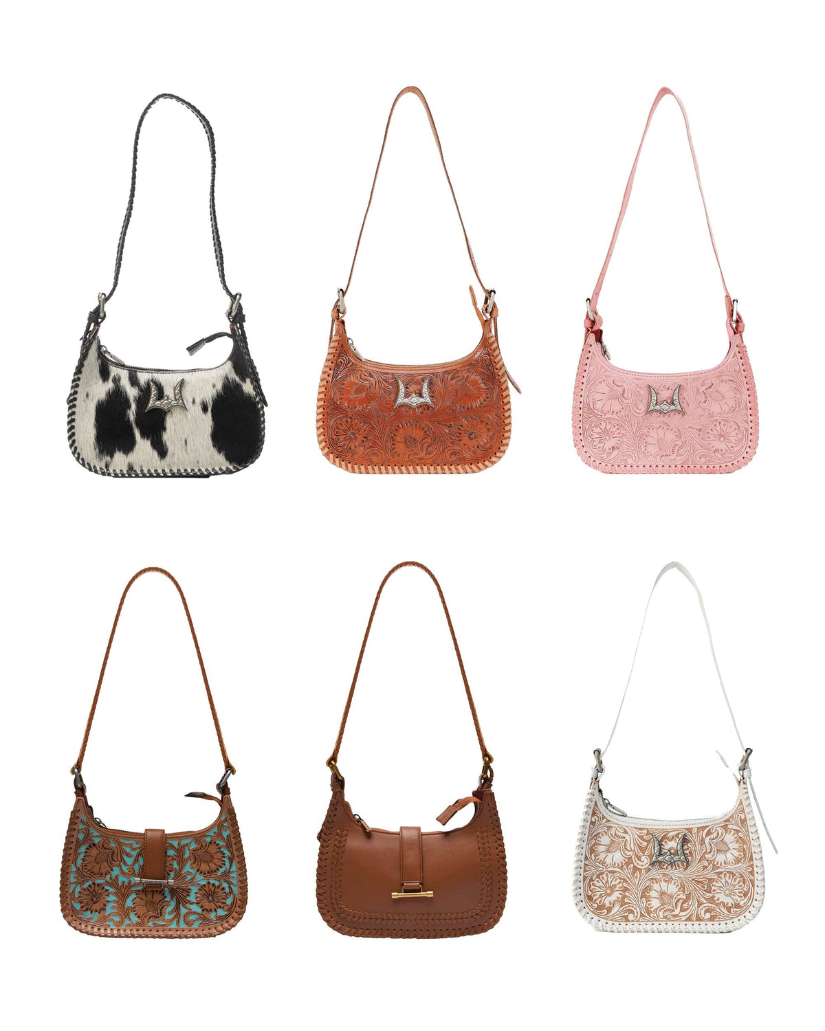 Dannia Medium Purse Hand Tooled Leather Tan Leather Shoulder Bag