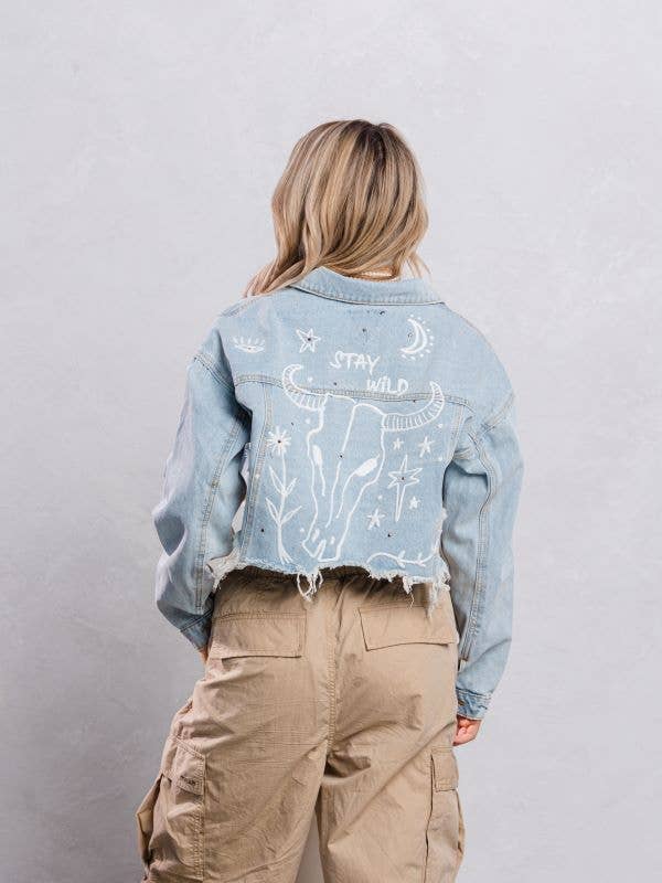 Stay Wild Crop Denim Jacket