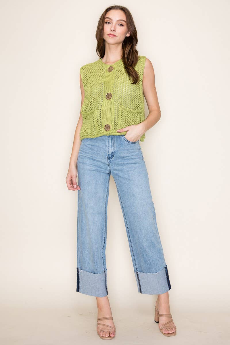 STRAIGHT LEG BOYFRIEND FIT CUFFED JEANS