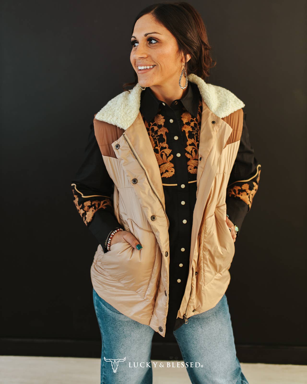 Plus Size Tan Puffer Vest