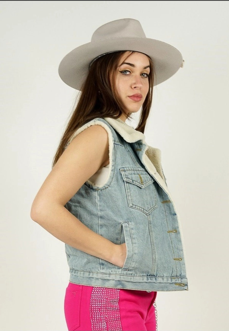 Sherpa Vest light denim