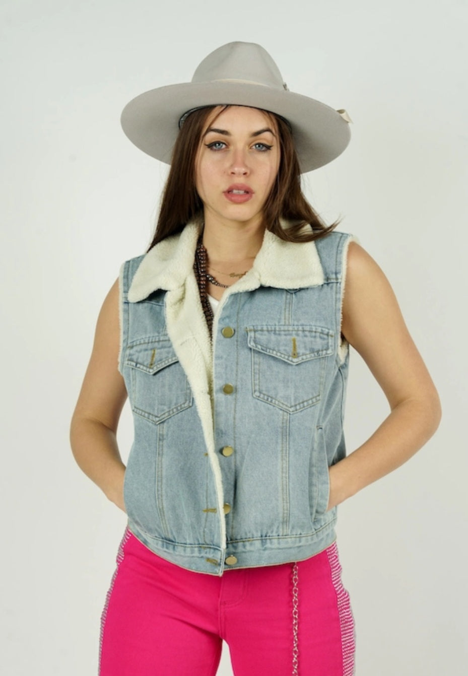 Sherpa Vest light denim