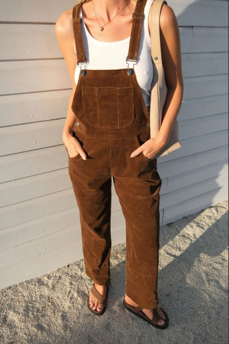 Chocolate Cord Overalls