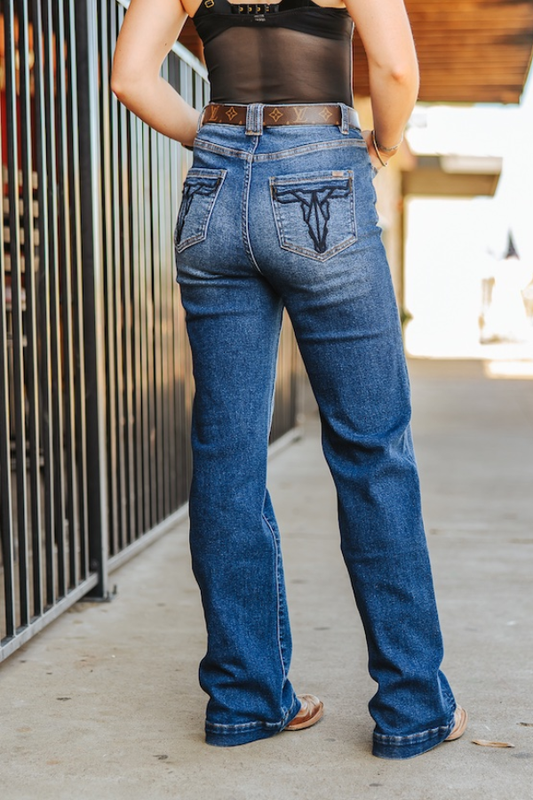Long horns navy straight leg Jeans