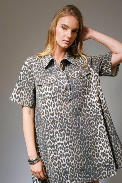 Leopard Denim Dress