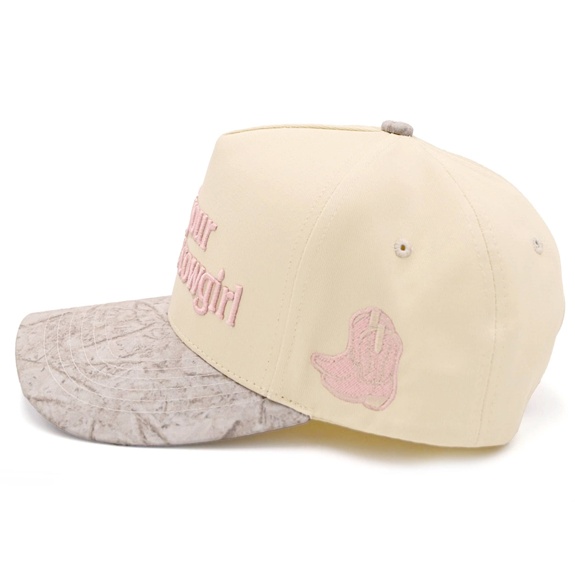 Willow Wanderers Not Your Average Cowgirl cap with pink western embroidery