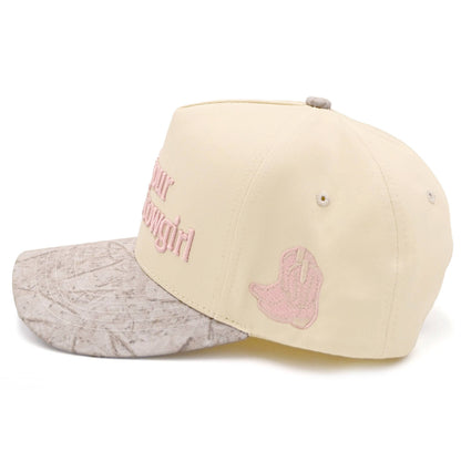 Willow Wanderers Not Your Average Cowgirl cap with pink western embroidery