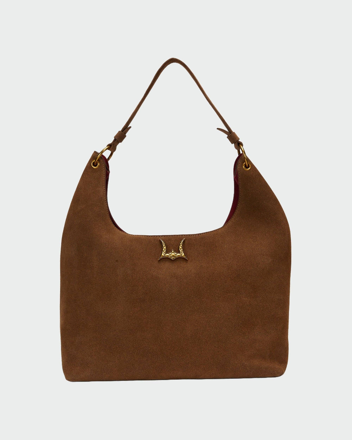 Brown suede western shoulder bag with antique gold hardware