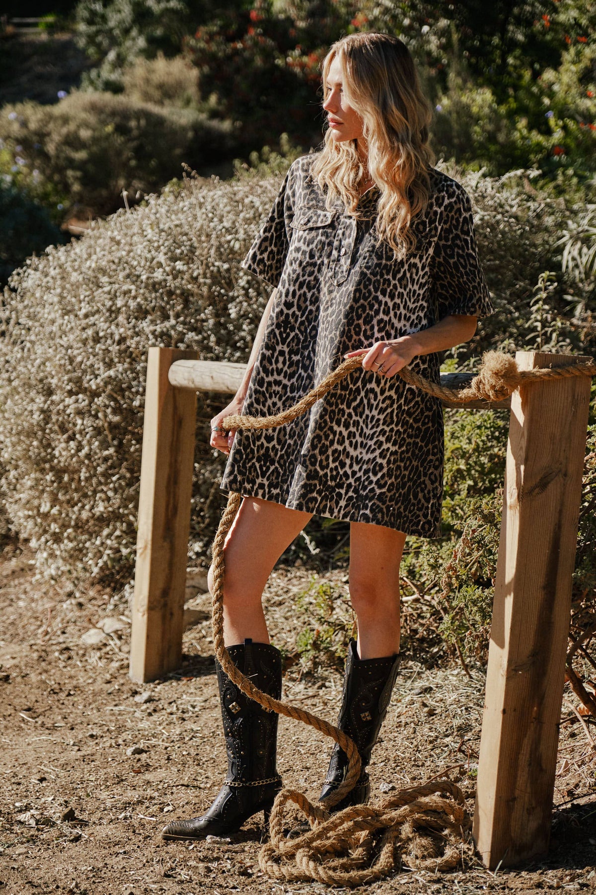 Leopard Denim Dress
