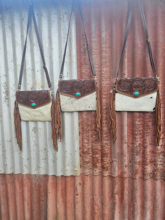 Turquoise hide bag