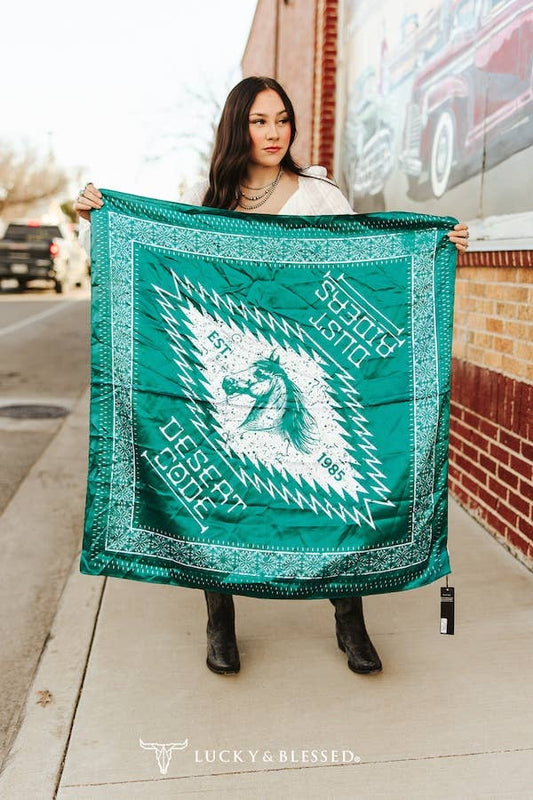 Classic Western Teal Horse Wild Rag