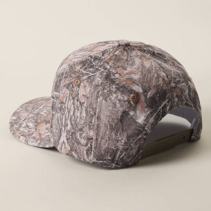 Adjustable camouflage cap for dads with white embroidered country lettering