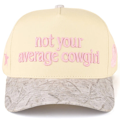 Women's 100% cotton western cap with embroidered lettering and cowboy boot detail