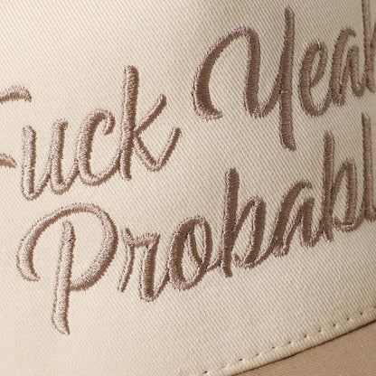 Funny western snapback hat with brown embroidered slogan