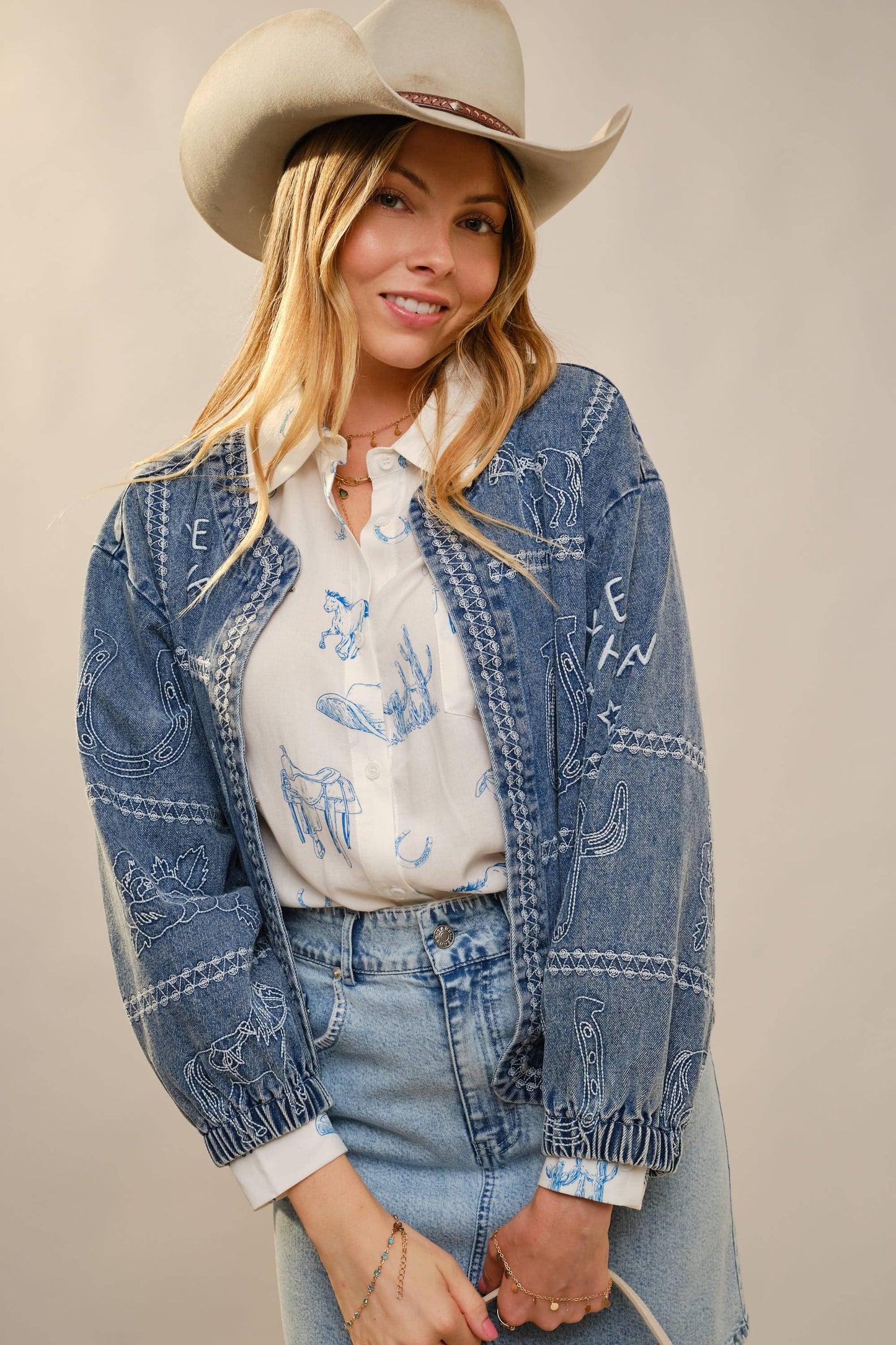 Western Puff Denim Jacket