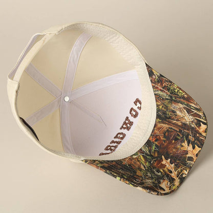Embroidered Cowgirl cap with camouflage peak for western style