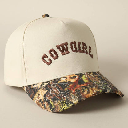 Women's country trucker cap with cream crown and adjustable snapback
