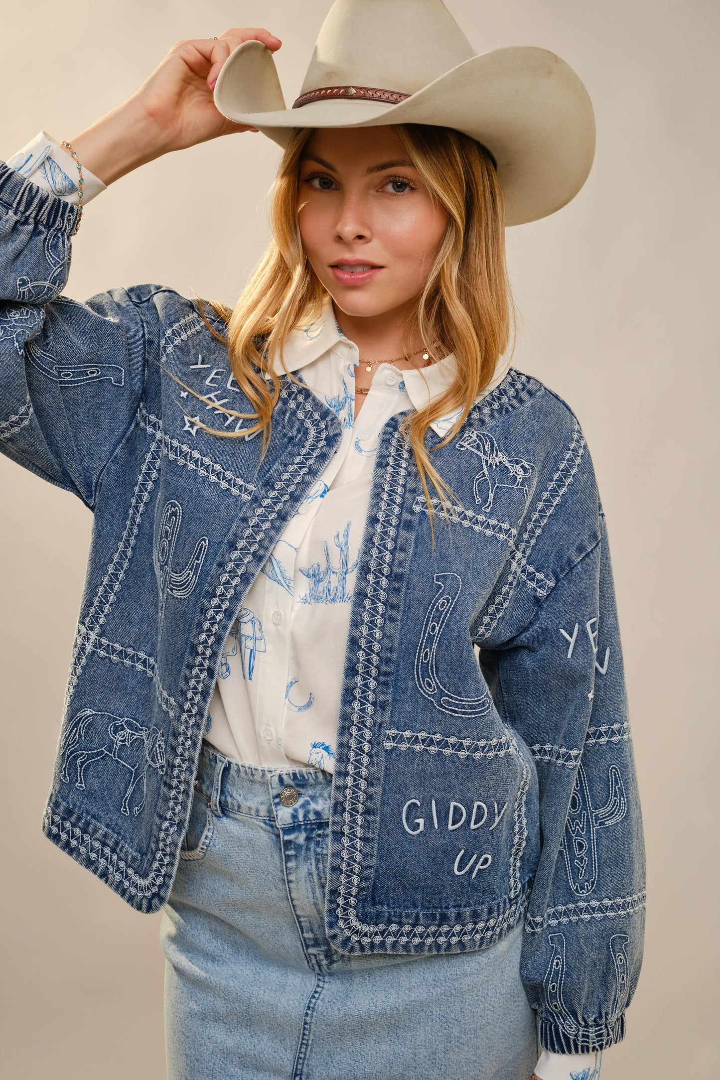 Western Puff Denim Jacket