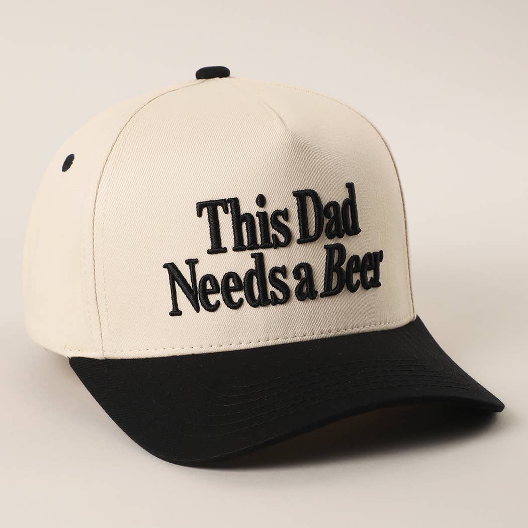 Western style Father's day cap with cream crown and black brim