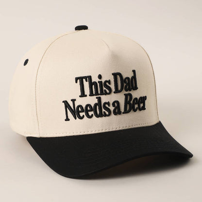 Western style Father's day cap with cream crown and black brim