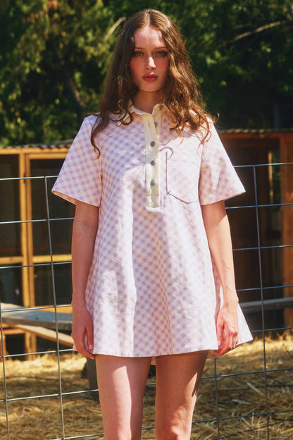 Checker T-shirt Mini Dress