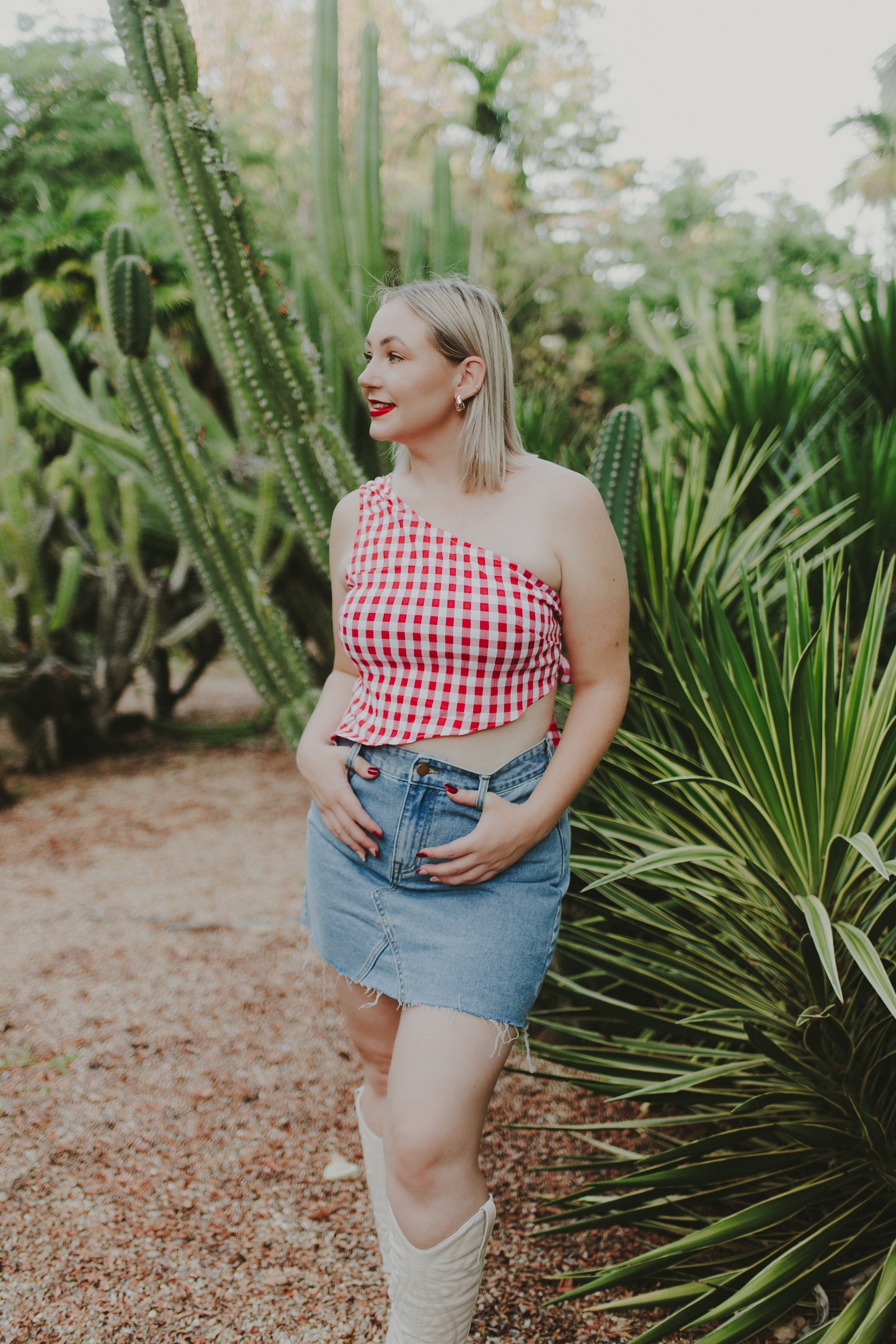 Red Gingham Crop