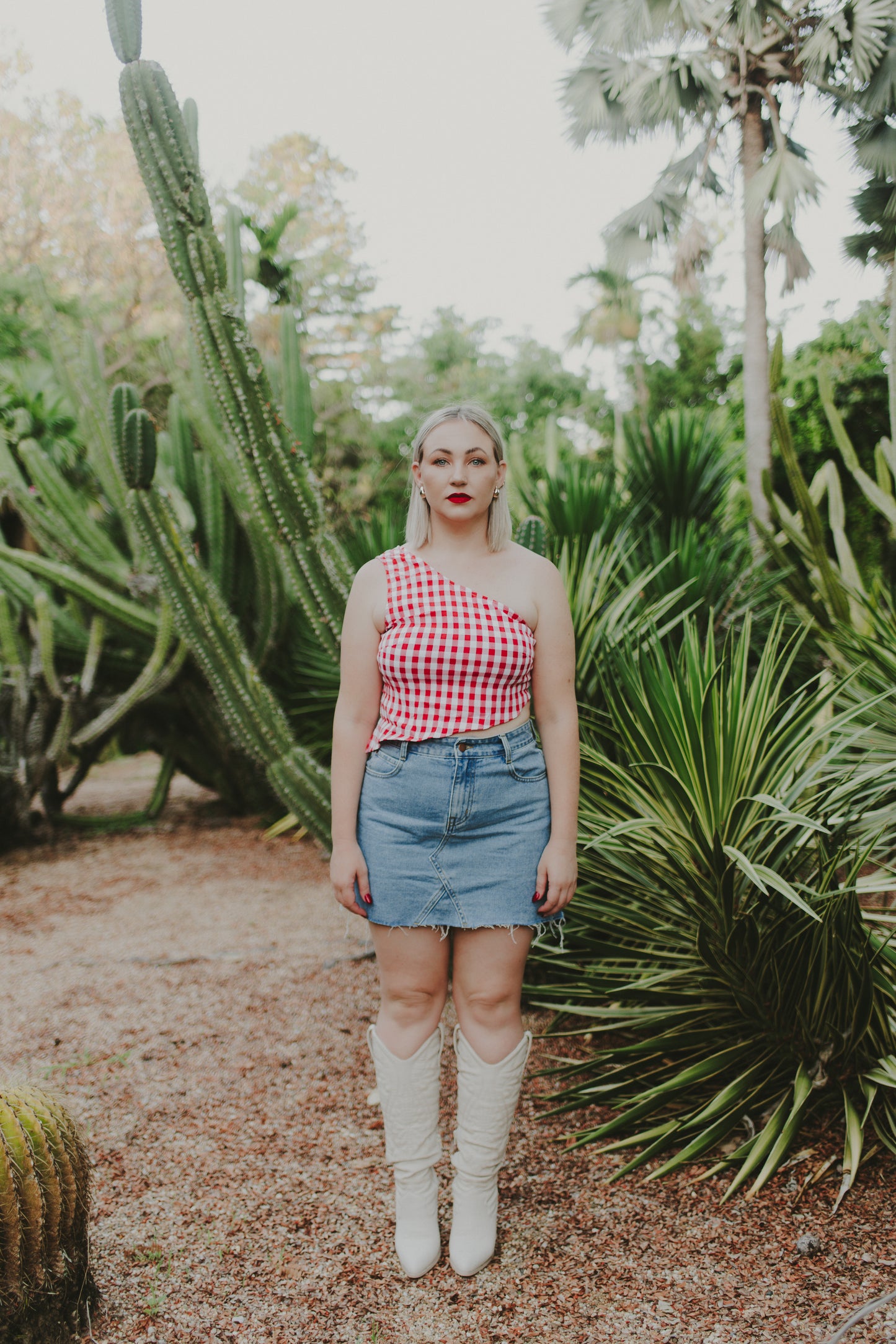 Red Gingham Crop