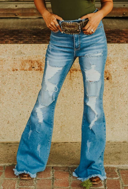 Mid Wash High Rise Jeans