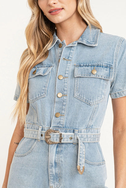 Light denim romper