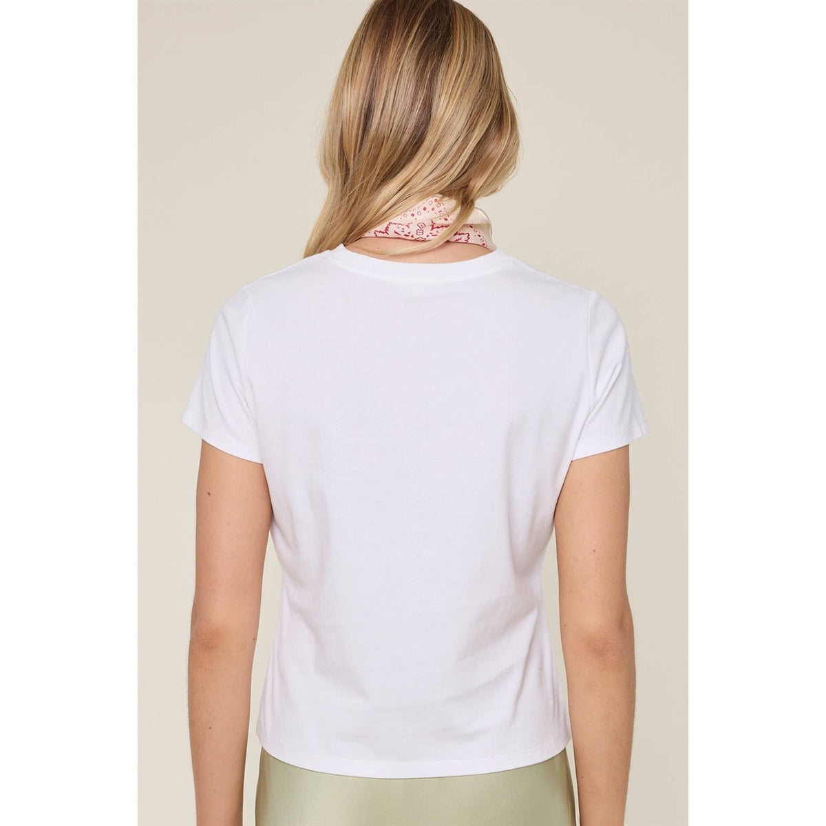 White cowgirl graphic tee with giddy up horse embroidery