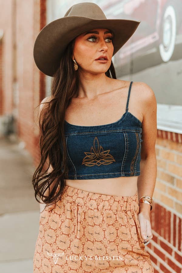 Rustic Denim Crop Top