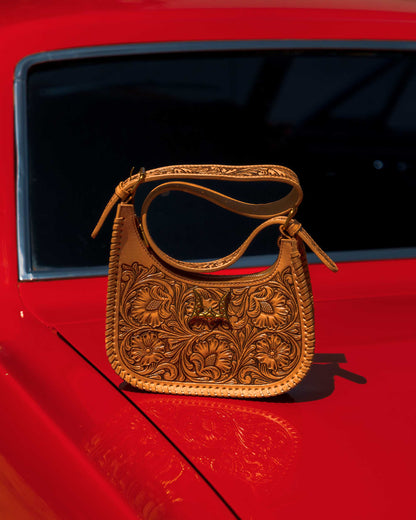 Loyal West Western leather purse with woven leather edging