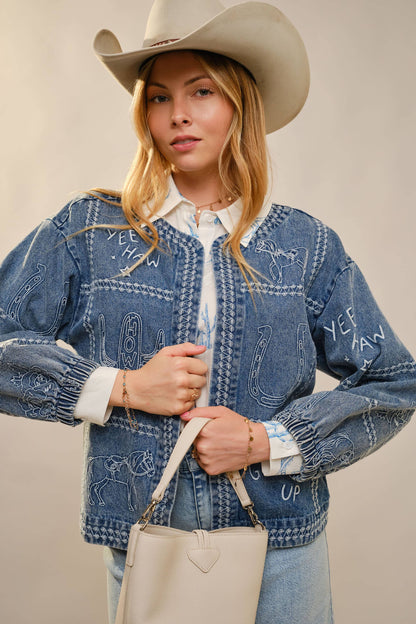 Western Puff Denim Jacket