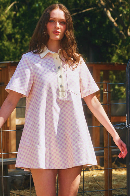 Checker T-shirt Mini Dress