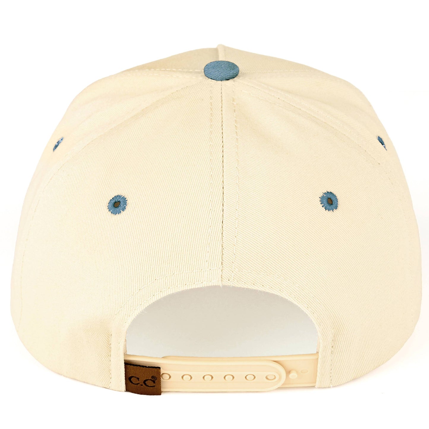 Western inspired cream and denim trucker cap for everyday wear