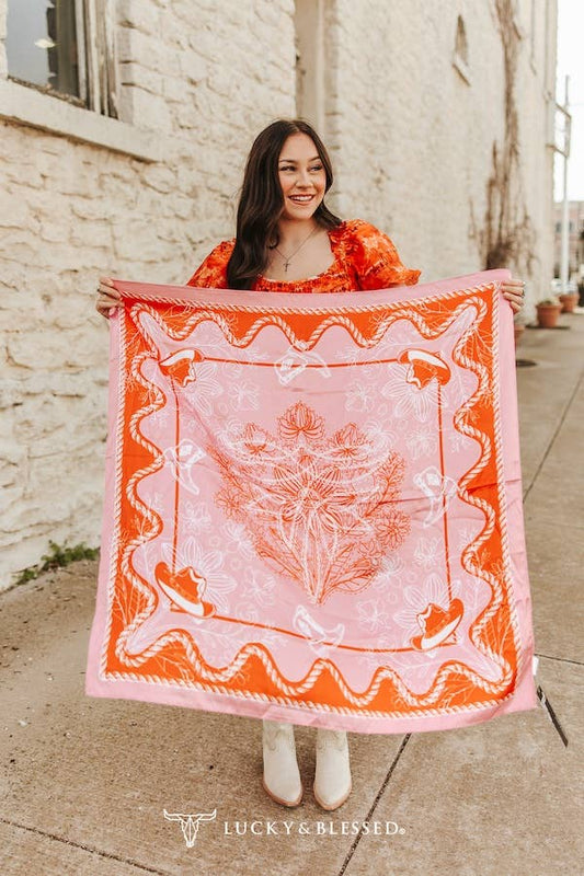 Pink Red Bootstitch Printed Wild Rag