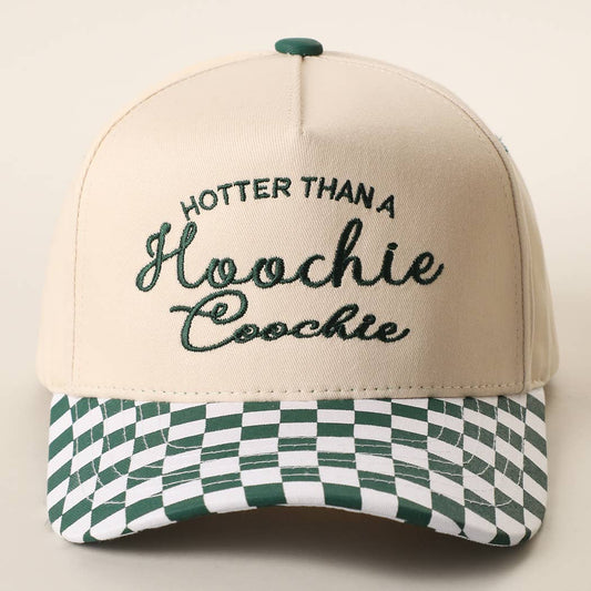 Hotter than A Hoochie Coochie cream and green western trucker cap